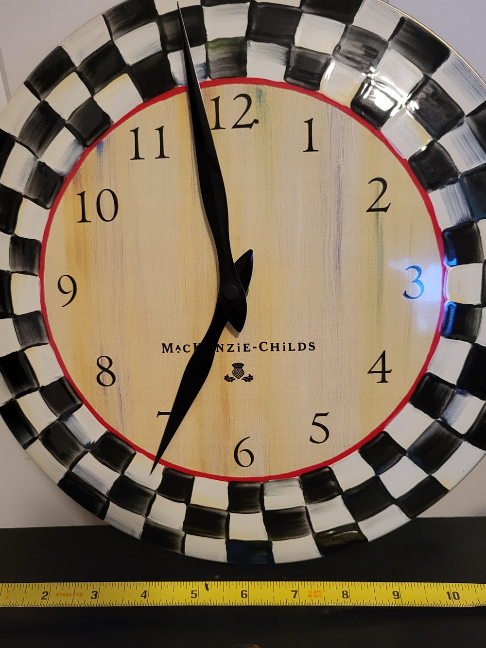 Mackenzie-Childs Courtley Check Wall Clock - Picture 4 of 5